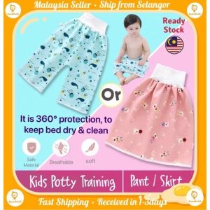 Baby Waterproof Pants Skirts/Use for Night Times Sleeping/Potty Training/360 Leak-proof Cloth Diaper for Baby/Toddler
