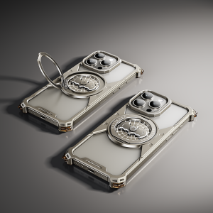 OATSBASF Metal Bat Phone Case with 360° Rotate Magnetic Finger Spinners Bracket for iPhone 16 Pro Max/16 Pro