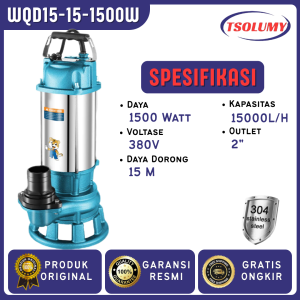 Tsolumy Pompa Celup Air Kotor Bersih WQD15-15-1500W 220v 380v Kolam Ikan Kolam Sawah Banjir