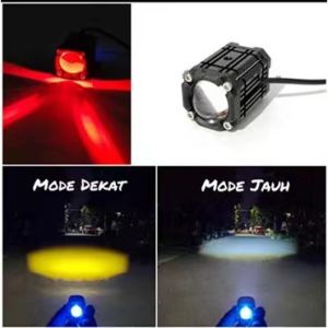 Paket Lampu Tembak Laser 5 Mode Plus Senja Hi Loo Universal/Lampu Tembak Sorot Led/Lampu Tembak SQL 1 MATA 2 Warna Hi-Lo Demon Red Kedip 5 Mode R310
