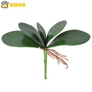【N2HAO】 Orchid Leaves Artificial Phalaenopsis Stems Leaf Faux Cymbidium Flower Foliage Green Real Touch Latex Bulk Home Decor