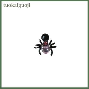 tuokaiguoji 1 Cặp Ngọt Ngào Mát Spider Tim Zircon Bông Tai Cho Phụ Nữ Tai Xương Móng Tay Sụn Bông Tai Xoắn Ốc Stud Bông Tai Cơ Thể Đồ Trang Sức Quà Tặng