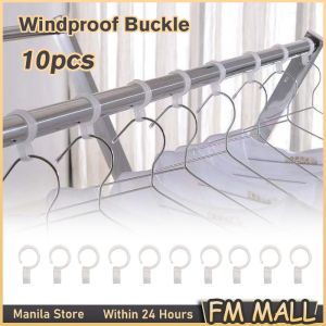 10PCS Transparent Universal Anti-drop Clothes Hanger Hooks Laundry Drying WindProof Hanging Buckle Non Slip For 17-25mm Rod