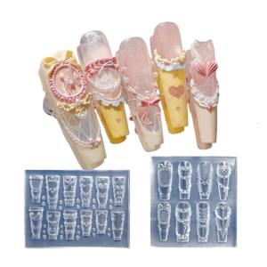 Nail Art Silicone Mold Cream Lace Shape Manicure Training Tool Professional Manicure Supplies for Various Occasion