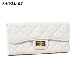 BAGSMART กระเป๋าสตางค์ หนัง PU ใบยาว พิมพ์ลายตาราง ความจุขนาดใหญ่ ใส่บัตรได้หลายใบ สําหรับผู้หญิง ﻿