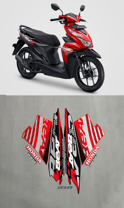 Stiker Striping Honda Beat Cbs Fi Merah Hitam Lazada Indonesia