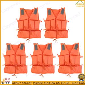 [CY] 5 PCS Adult Life Vest W/Whistle Life Jacket for Boating Kayaking & Water Sports