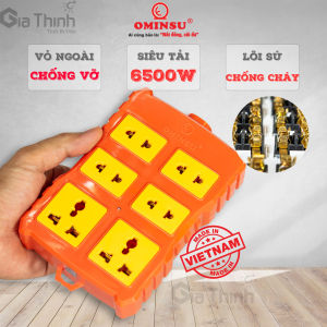 Ổ cắm điện 6 lỗ chịu tải cao 6500W OMINSU 6Q6500C lõi sứ chống cháy chịu va đập dùng cho công trường cắm lẩu bếp từ