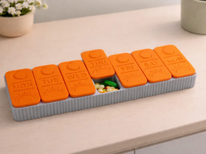 Weekly Pill Organizer AM PM | 3D Printed Morning Evening 7 Day Pill Box | Magnetic Seal Vitamin Supplement Travel Vault | Horizon Wellness Series