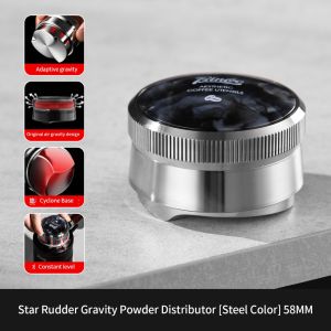 BINCOO Self‑Gravity Coffee Distributor Tamper & Dosing Ring Set Height‑Free‑Adjust Stainless Steel Espresso Distributor Kit 58MM