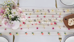 Intricates Stitched Linen Styles Tablecloth Multicolors Embroidery Sturdy Polyester Home Dining Accent