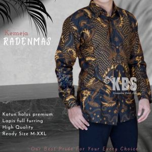 Batik Pria Lengan Panjang Motif Radenmas Kelir Lawasan Potongan Slimfit Modern Terbaru Sangat Elegan
