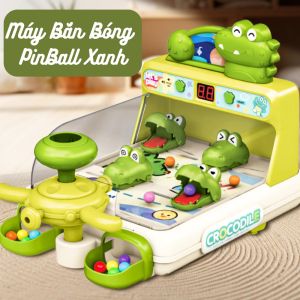 Đồ Chơi Máy Bắn Bóng Pinball Mini Hình Cá Sấu Crocodile Chế Độ Tính Điểm Có Đèn Nhạc