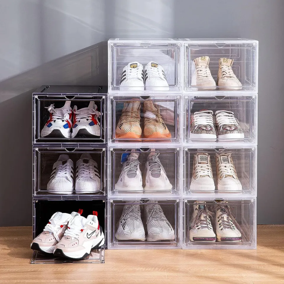 Clear shoe drawers on sale stackable