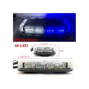 CPA 12-24V 48 LED ROOF TOP STROBE LIGHT WITH STRONG MAGNETIC BASE WATER PROOF WHITE/BLUE) (#6909)