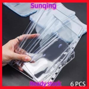 SQ Stationery [Flash Sale] ใหม่6ชิ้น A5 A6 A7 6รูกระเป๋าสองด้าน3ชั้นโฟลเดอร์ซิปใสและโฟลเดอร์ที่เปิดด้านข้างพีวีซีกันน้ำ