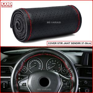 Cover Stir Mobil JAHIT SENDIRI Ukuran 37 38cm Bahan Kulit PU Sarung Setir Anti Slip Universal MSV
