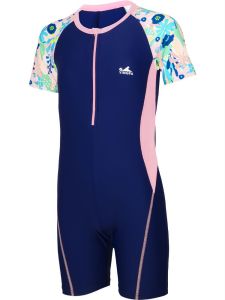 YINGFA Girls Cute Swimsuit Natural Waist Printed Rashguard Polyester Swimming Bathing Suit Breathable Teenager One Piece Swimwear