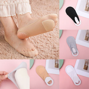 PrettySet Invisible Boat Socks Women Summer Silicone Non-Slip Socks for High Heels Shoes Ice Silk Thin Half-Palm Suspender M52