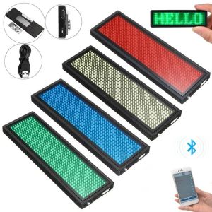 MACRAMEX Wireless LED Name Tag USB Rechargeable Mini Programmable Scrolling Tag Multi-purpose LED Display Bluetooth Digital LED Badge for Conference Event Staff