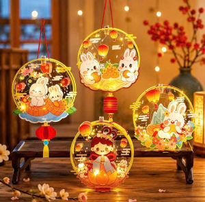 Lồng Đèn Trung Thu LED Nhựa Trong Phát Sáng Tự Ráp | Đèn Trang Trí Có Sẵn Pin Nhiều Họa Tiết Đêm Rằm