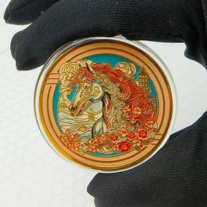 Minwen Colorful Zodiac Chinese Horse Souvenir Coin Commemorative Lucky Challenge Coin Collection Gifts With Protective Case