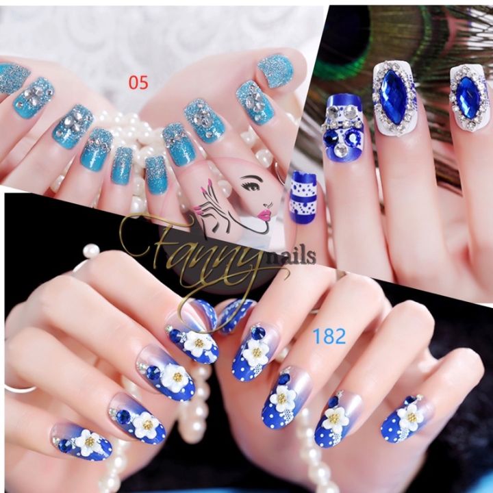 Elegant Blue Wedding Nail Set