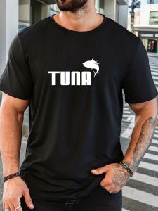 Mens Tuna Pattern Summer Casual Crew Neck Short T-Shirt