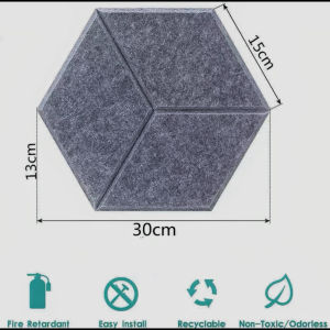 แผงโฟมอะคูสติก หกเหลี่ยม ขนาด 30x26x0.9 ซม 1/3/5pcs แผงอะคูสติกฉ 3D มีกาวในตัว สําหรับติดตกแต่งผนังบ้าน