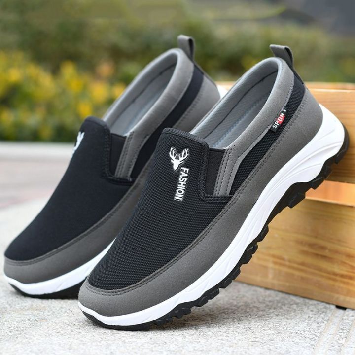 COOL STYLES Shoes for Men Sport Sneakers Black Loafers Slip On Korean ...