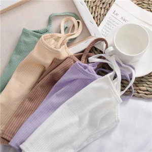 Tank Top Wanita Motif Stripe Polos Warna Cerah - BU0113T