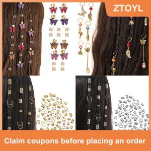 【ZTOYL】 Dreadlock Hair Rings Adjustable Cuffs Clip Hair Braids Dirty Braids Bead Hairpin Hair Accessories Headwear For Women Girls
