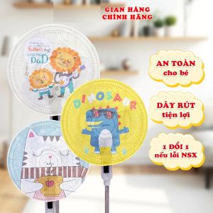 Bọc Trùm Quạt Máy Khỏi Đứt Tay Bé 30x40cm và Bọc Trùm Quạt Chống Bụi Có Dây Rút Lưới Hình Thú. LMS