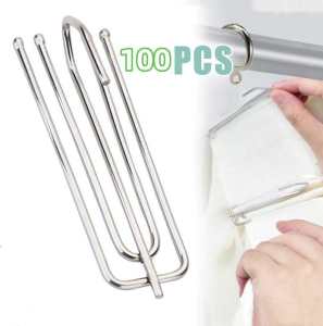100pcs 4 Prongs Stainless Steel Curtain Pleat Hook Curtain Clip for Pleated Drapes