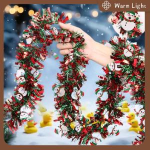 Warm Light 2M Christmas Tinsel Ribbons Indoor Party Decor DIY Christmas Tree Home Bar Decoration Santa Claus Ribbons Wreath Decor Ornaments