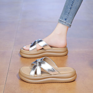Free Shipping Thick-Soled Sandals For Women New Summer Style With Crisscross Straps Flat Soles And A Sophisticated Look Perfect For Pairing With Dresses
