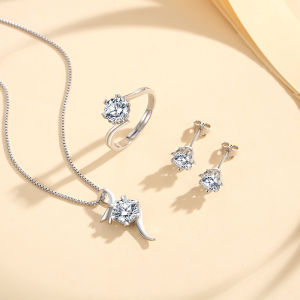 LOVETIA Set Perhiasan Snowflakes Moissanite Perak 925 Sertifikat GRA BTTZ006