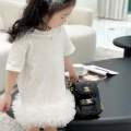 HYS Girls Dress Princess A-line Skirt Summer Korean-style Boho White. 
