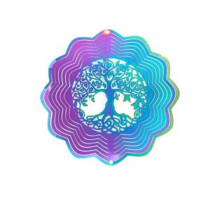 FORTUNESS Gradient Color Wind Spinner Catcher 3D Flowing Light Effect Wind Chime Pendant Funny Stainless Steel Dynamic Rotating Wind Chimes Wedding