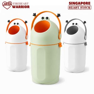 【Fireheart Warrior】 Cute Character Sealed Trash Bin Large Capacity Odor Control Waste Bin One Hand Rotating Lid for Home