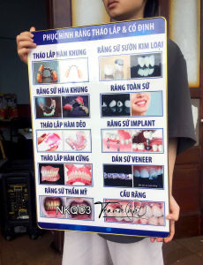 Tranh Nha treo tường tranh phòng khám nha khoa Tranh Nha Khoa phục hình răng tháo lắp & cố định tráng gương treo tường NKQC3