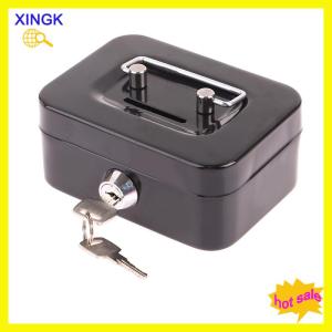 XINGK ตู้เซฟเงินขนาดเล็กกล่องเก็บเงินโลหะกล่องล็อครักษาความปลอดภัยขนาดเล็กแบบพกพาทนทานกล่องใส่เหรียญ