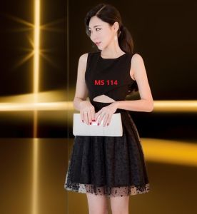 MYDU SALE | MS 114 – ĐẦM THUN LAZA PHỐI REN LƯỚI DÁNG XÒE