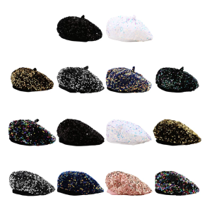 Stylish Sequins Beret Hat Women Winter Beret Hat Light Weight Elegant Winter Autumn Hat For Women Special Occasion