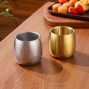 Set Of 2 304Stainless Steel Drinking Glasses Stackable Double Walled Cups Metal Mugs Dishwasher Safe Water Drinkwares