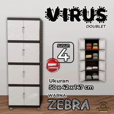 Lemari Pakaian Baju Plastik 2 PINTU VIRUS KINGDOM 2 3 4 5 Susun CREAM PUTIH MURAH