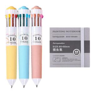 10สีปากกาหลายสีปากกาลูกลื่นยืดหดได้0.8มิลลิเมตรปากกาเขียนลื่นสำหรับวัยรุ่นผู้ใหญ่การศึกษา