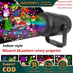 【HOSPORT】 LED Christmas Pattern Projector Lamp Waterproof 360 Rotatable Landscape Projector Lamp Holiday Party Decor Colorful Projector Lamp Decorative Lighting
