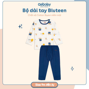 Bộ dài tay Asbaby Bluteen chất vải petit cotton viscose cho bé trai gái size từ 9 tháng - 6 tuổi