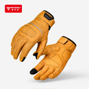 MOTOWOLF Full Finger Motorcycle Gloves For Men Women Touch Screen Breathable Leather Vintage Cycling Gloves Motorcycle Motocross Riding